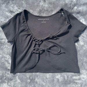 Aeropostale Black Crop Top with Ties